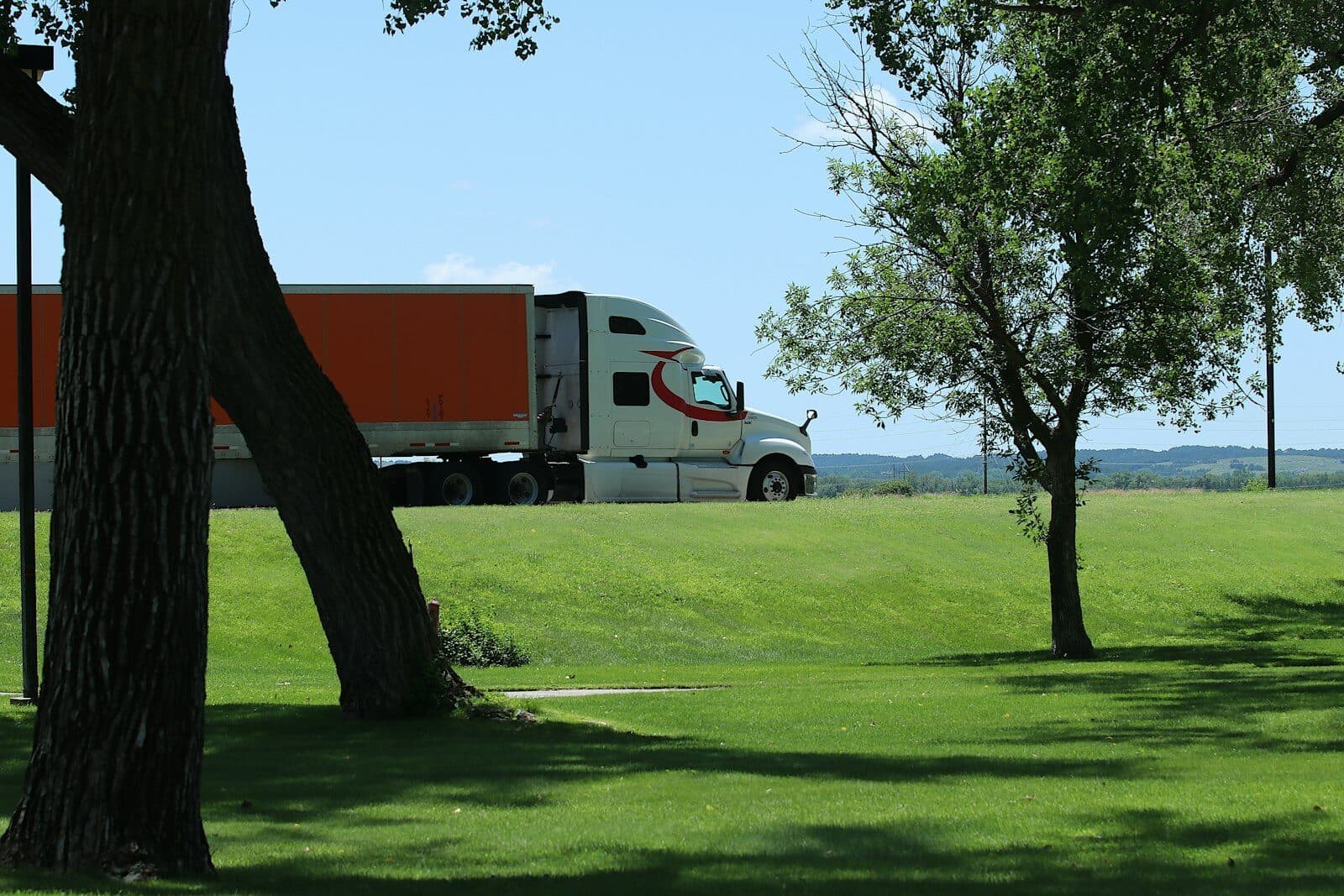 Semi truck on highway corridor